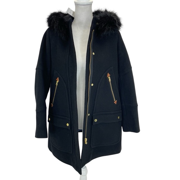 NWT J. Crew Italian Stadium Cloth Coat 6 Black - Picture 4 of 15